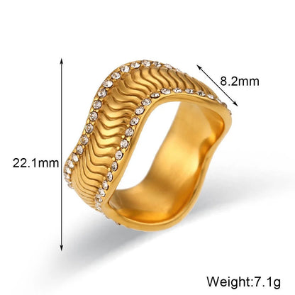 Women Fashion Circle Geometric Stainless Steel 18K Gold Plated Rings