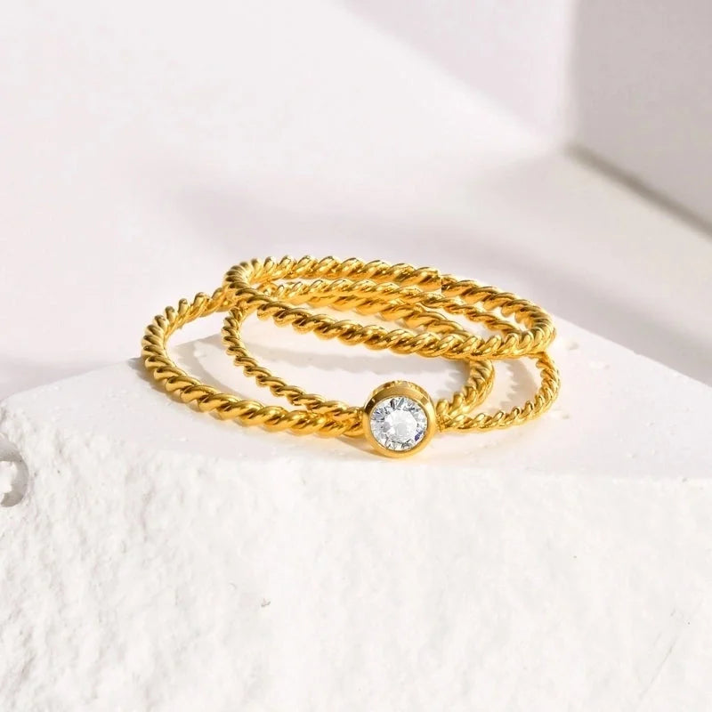 Fashion Geometric 201 Stainless Steel 18K Gold Plated Plating Stainless Steel Rings