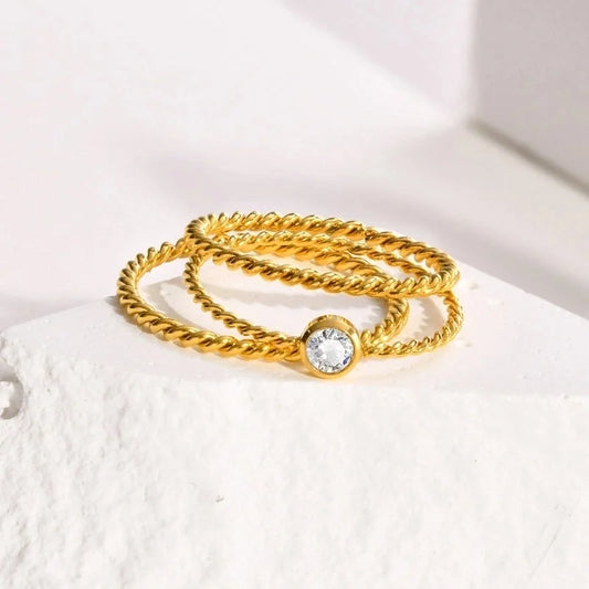 Fashion Geometric 201 Stainless Steel 18K Gold Plated Plating Stainless Steel Rings