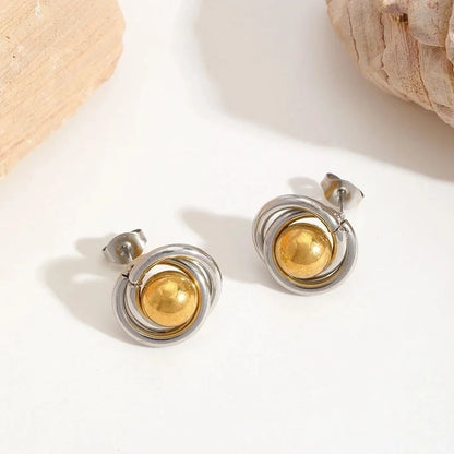 1 Pair Casual Basic Minimalist Irregular Round Heart Shape Mixed Metal 304 Stainless Steel 18K Gold Plated Ear Studs