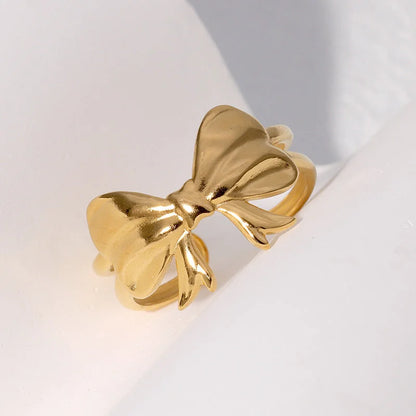 Open Ring Minimalist Bowknot Bowknot Stainless Steel Electroplating Rings