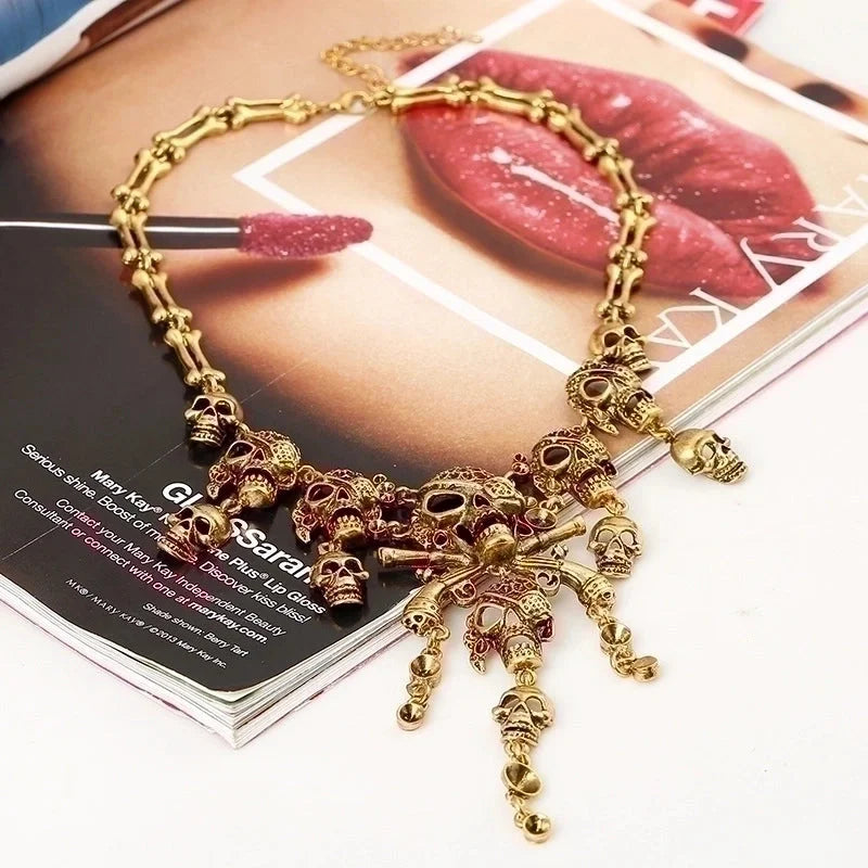 Cool Style Skull Alloy Plating Hollow Out Women's Pendant Necklace 1 Piece