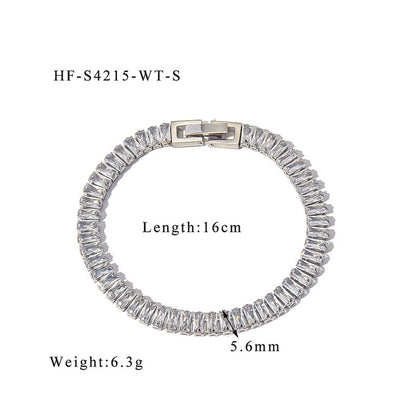 Retro Solid Color 304 Stainless Steel Zircon Bracelets In Bulk