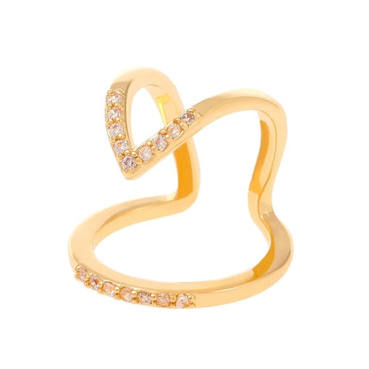 Luxurious Geometric Devil's Eye Heart Shape Copper Rhinestones Zircon Rings In Bulk