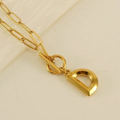 Fashion Letter 304 Stainless Steel Titanium Steel 18K Gold Plated Polishing Gold Plated Pendant Necklace