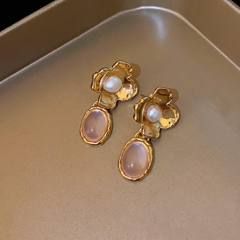 Mid-century Modern Stripe Geometric Alloy Diamond Inlay Earrings