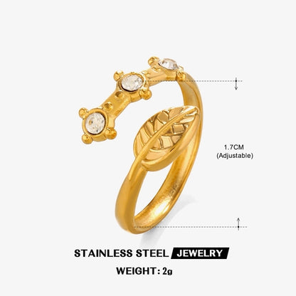 Minimalist Classic Style Round Eye 304 Stainless Steel Rhinestones 18K Gold Plated Plating Inlay Rings