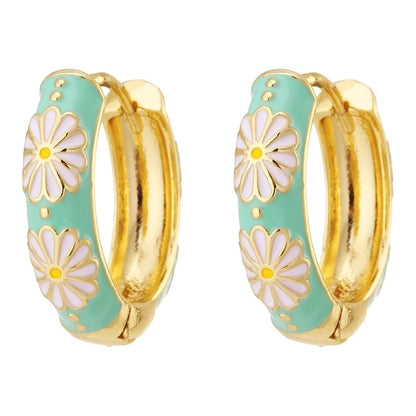 1 Pair Fashion Flower Copper Enamel Earrings