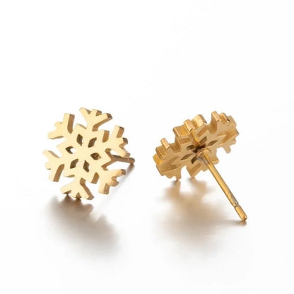 1 Pair Fashion Snowflake Plating 304 Stainless Steel 18K Gold Plated Ear Studs