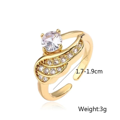 Copper Inlay Geometric Zircon Open Rings