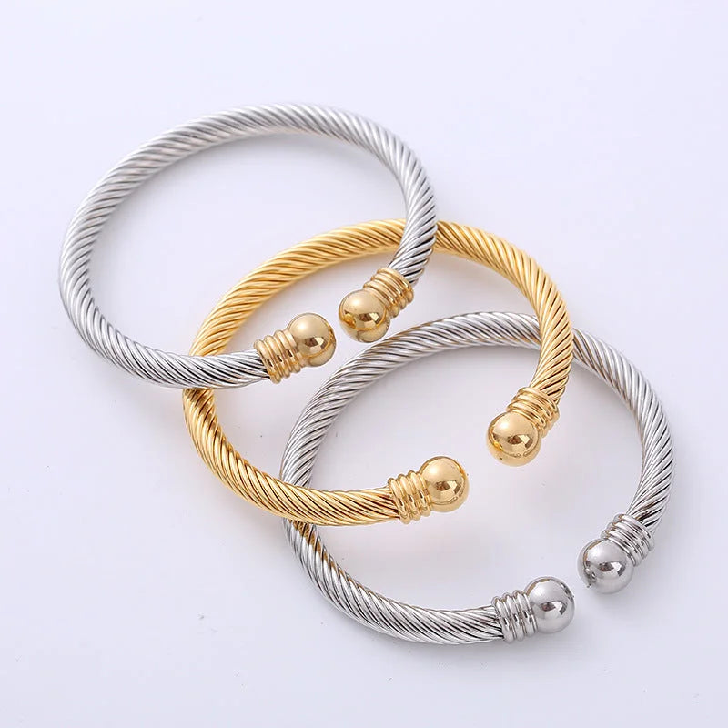 Retro Vintage Stainless Steel Electroplating Bangles