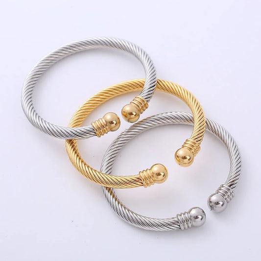 Retro Vintage Stainless Steel Electroplating Bangles