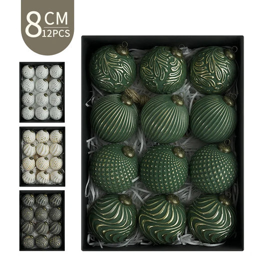 8cm Christmas Ball Set Ornaments Christmas Box Set Of 12 Vintage Christmas Tree Decoration Hanging Balls