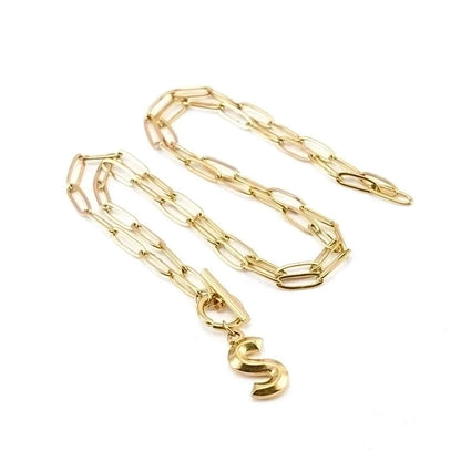 Fashion Letter 304 Stainless Steel Titanium Steel 18K Gold Plated Polishing Gold Plated Pendant Necklace