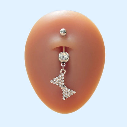 Cute Sweet Heart Shape Flower Butterfly Stainless Steel Copper White Gold Plated Gold Plated Rhinestones Zircon Belly Ring In Bulk