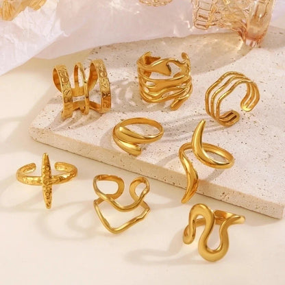 Minimalist Geometric 304 Stainless Steel Irregular Plating Open Rings