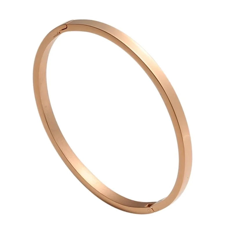 Minimalist Solid Color Stainless Steel Gold Plated Bangle In Bulk