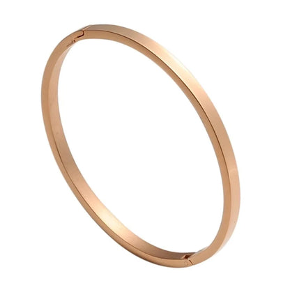 Minimalist Solid Color Stainless Steel Gold Plated Bangle In Bulk