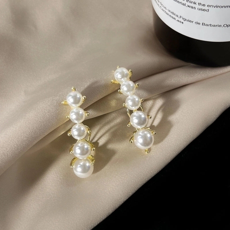 1 Pair Fashion Leaf Flower Bow Knot Imitation Pearl Alloy Rhinestones Earrings