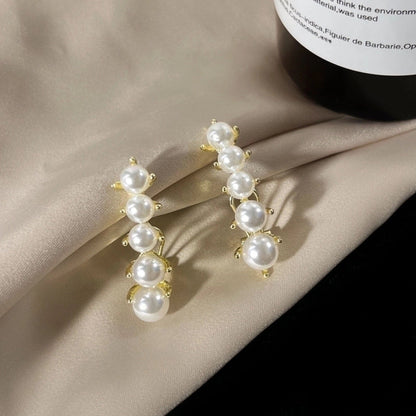 1 Pair Fashion Leaf Flower Bow Knot Imitation Pearl Alloy Rhinestones Earrings