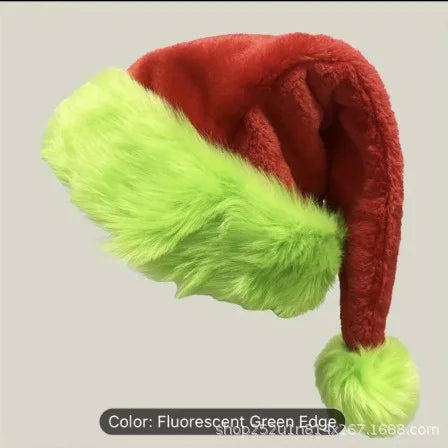 Christmas Hat Christmas Christmas Hat Fluorescent Green Decorative Red Christmas Hat Suede Double Layer Party Supplies