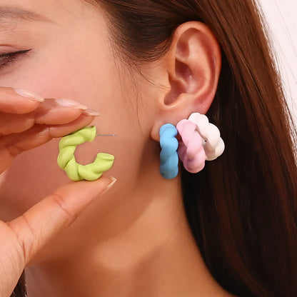 Fashion Twisted Geometric Stainless Steel 18K Gold Plated Stud Earrings