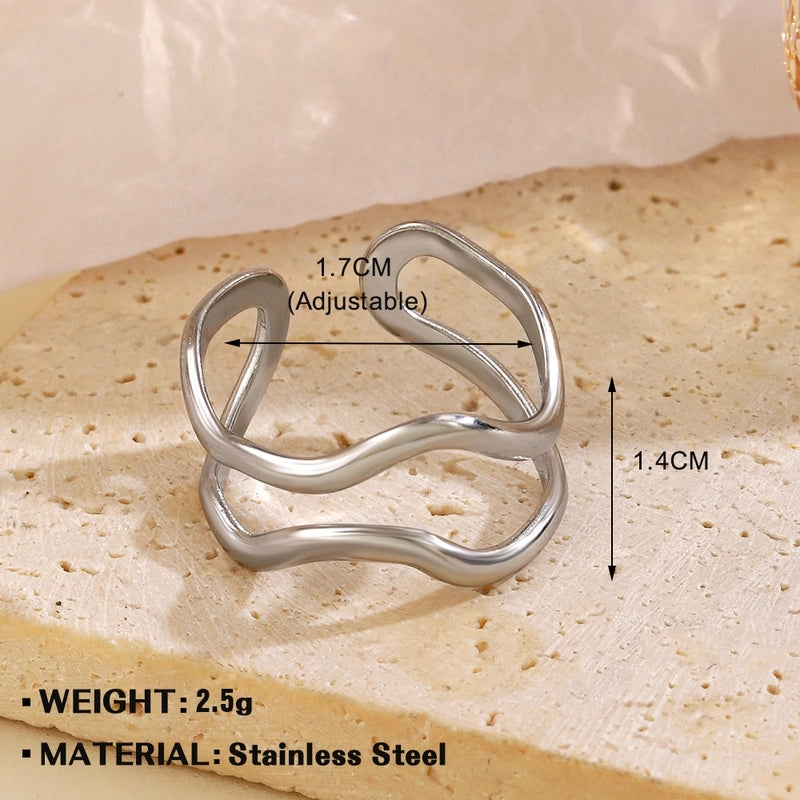 Minimalist Geometric 304 Stainless Steel Irregular Plating Open Rings