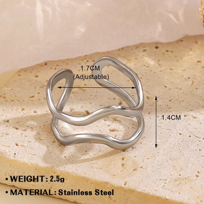 Minimalist Geometric 304 Stainless Steel Irregular Plating Open Rings