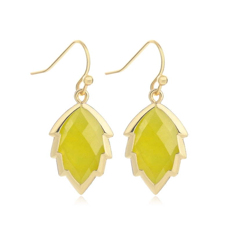 1 Pair Modern Style Sweet Leaves Natural Stone Copper Drop Earrings