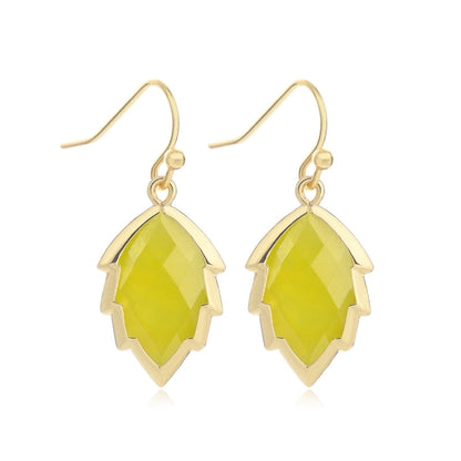 1 Pair Modern Style Sweet Leaves Natural Stone Copper Drop Earrings