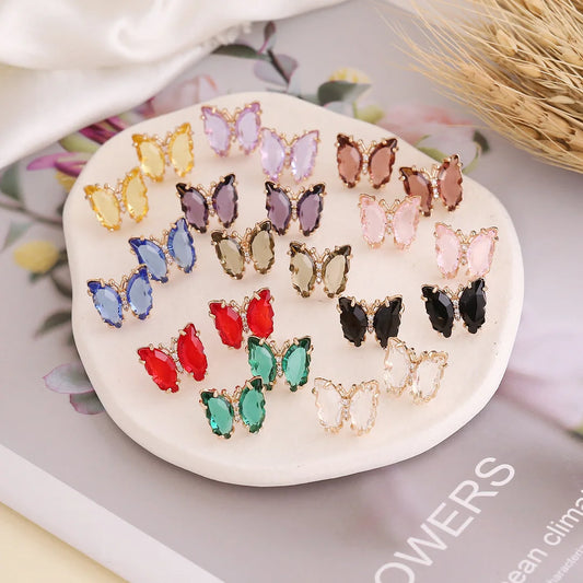 Women Butterfly Copper Stud Earrings