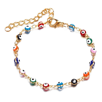 Retro Devil's Eye Copper Plating Unisex Bracelets Anklet Necklace