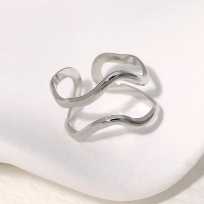 Open Ring Minimalist Stripe Geometric Stainless Steel Electroplating Rings