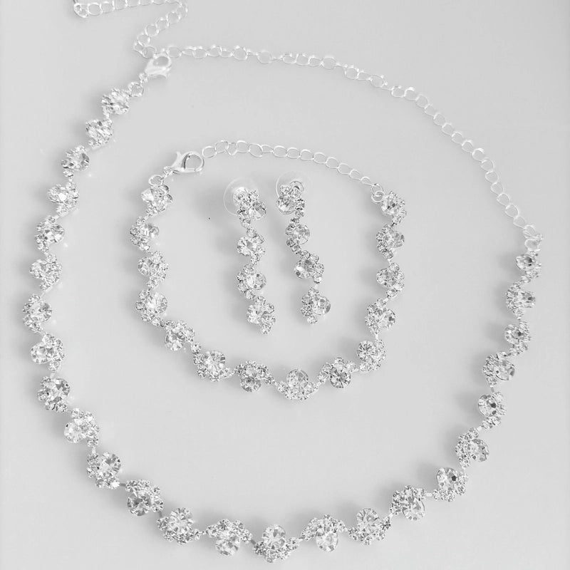 Minimalist Solid Color Rhinestone Inlay Zircon Jewelry Set