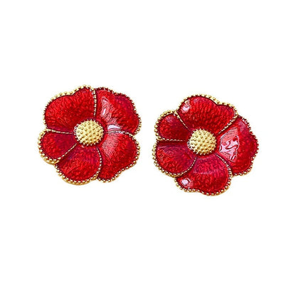 Mid-century Modern Round Geometric Copper Electroplating Earrings