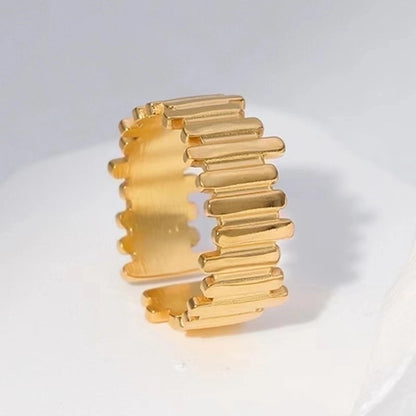 Retro Geometric Stainless Steel Gold Plated Plating Open Rings