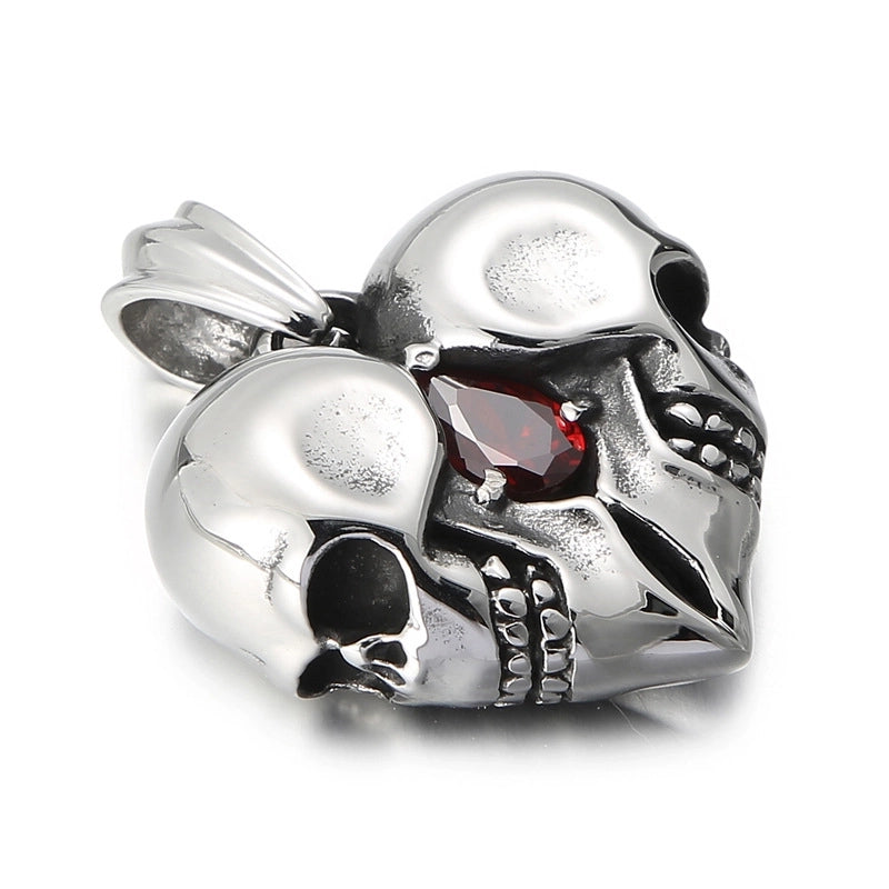 1 Piece Titanium Steel Heart Shape Skull Charms