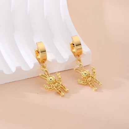 1 Pair Sweet Tree Fruit Plating Inlay 304 Stainless Steel Zircon K Gold Plated Drop Earrings