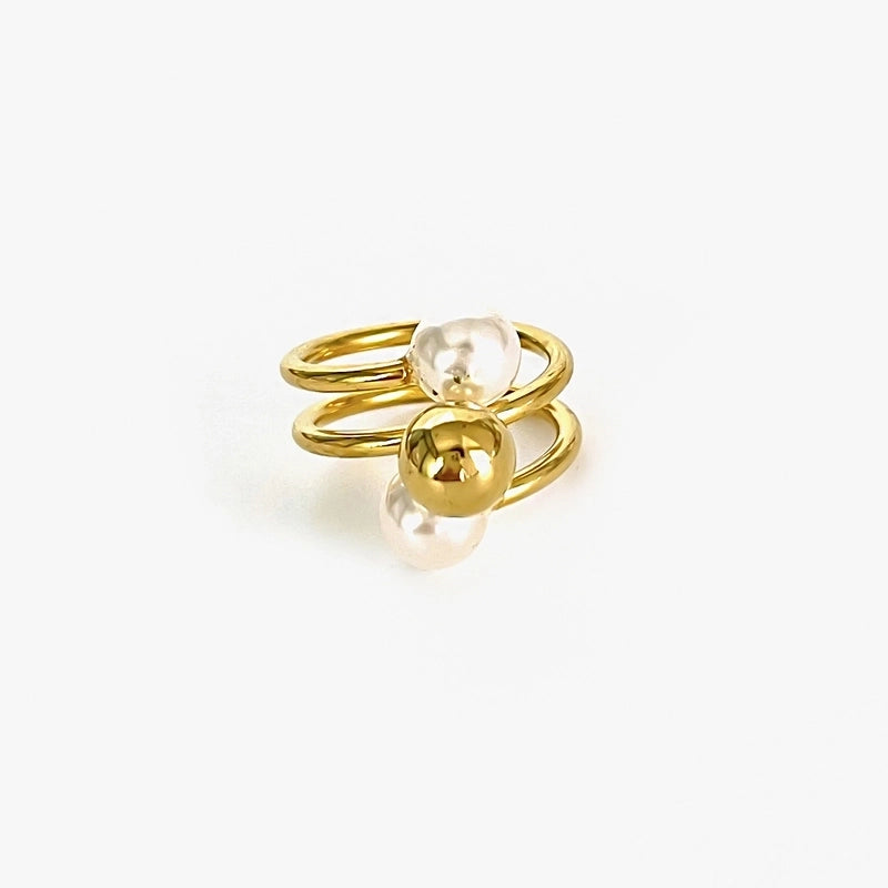 Minimalist Commute Geometric 316L Stainless Steel 18K Gold Plated Rings