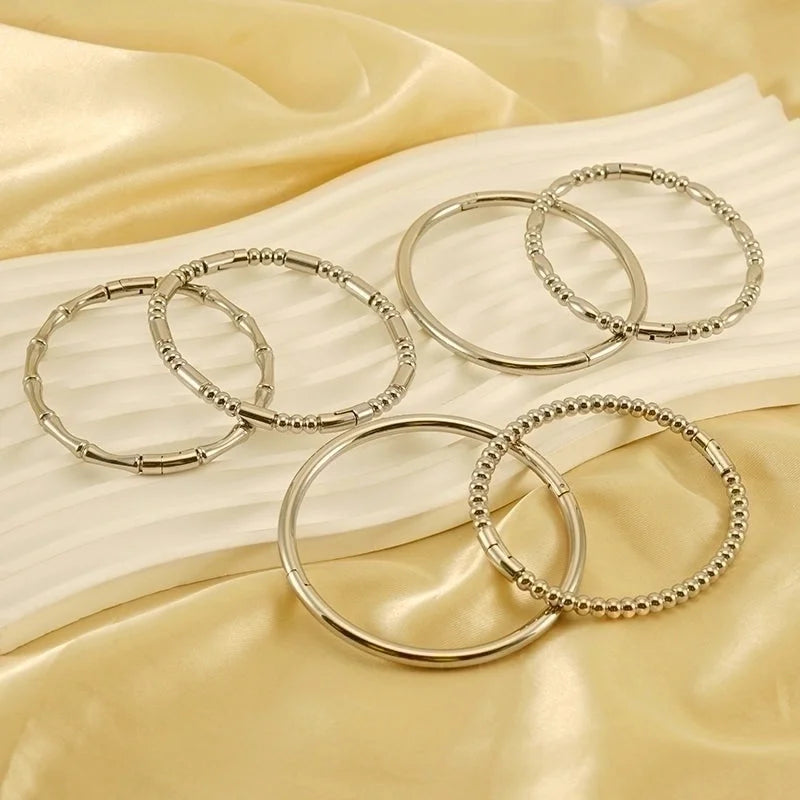 Minimalist Solid Color Stainless Steel 18K Gold Plated Titanium Steel Bangle In Bulk