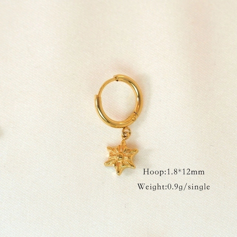 1 Piece Elegant Lady Modern Style Printing Star Pineapple Plating Inlay 304 Stainless Steel Rhinestones White Shell 14K Gold Plated Drop Earrings