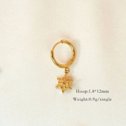 1 Piece Elegant Lady Modern Style Printing Star Pineapple Plating Inlay 304 Stainless Steel Rhinestones White Shell 14K Gold Plated Drop Earrings