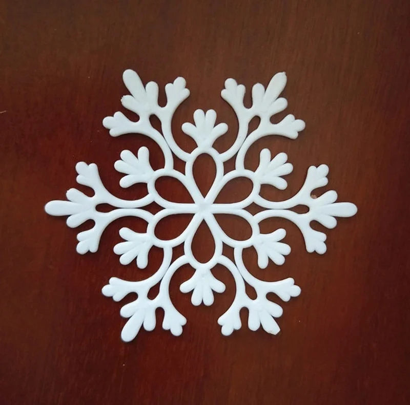 4 Plastic White Christmas Snowflake Film Festival Site Christmas Decoration Props Snowflake Hanging 10cm