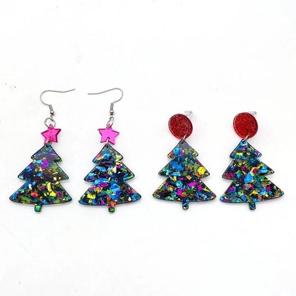 1 Pair Cute Christmas Tree Santa Claus Snowman Arylic Drop Earrings
