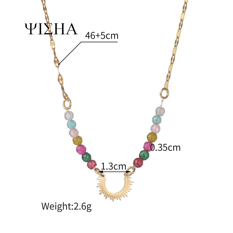 304 Stainless Steel 18K Gold Plated Casual Minimalist Cross Star Zircon Pendant Necklace