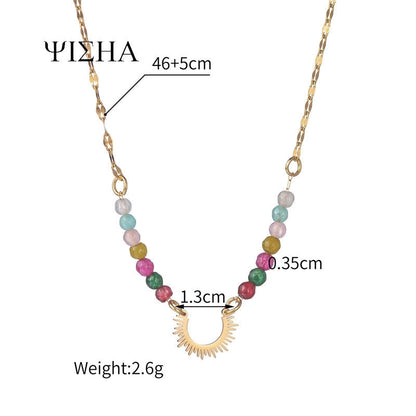 304 Stainless Steel 18K Gold Plated Casual Minimalist Cross Star Zircon Pendant Necklace