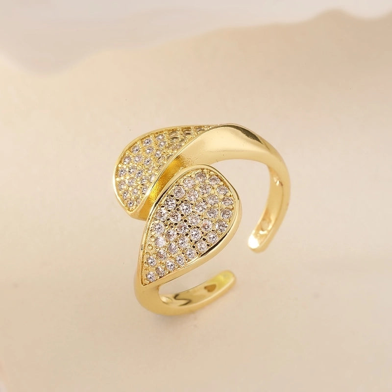 Copper Plating Inlay Geometric Zircon Open Rings