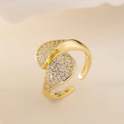 Copper Plating Inlay Geometric Zircon Open Rings