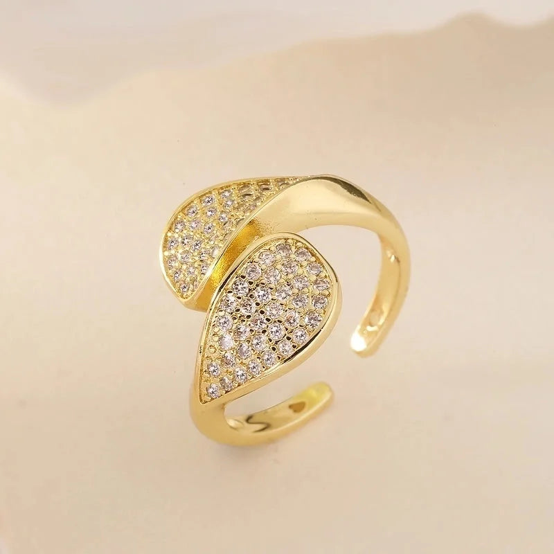 Copper Plating Inlay Geometric Zircon Open Rings