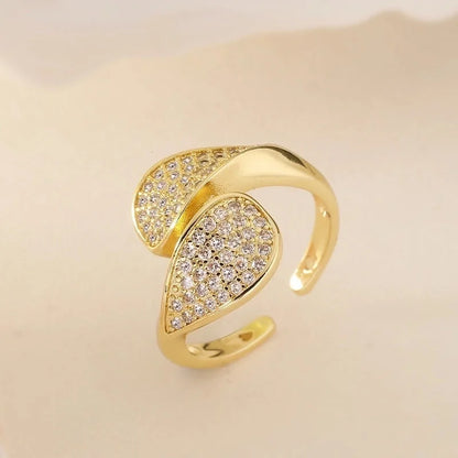 Copper Plating Inlay Geometric Zircon Open Rings